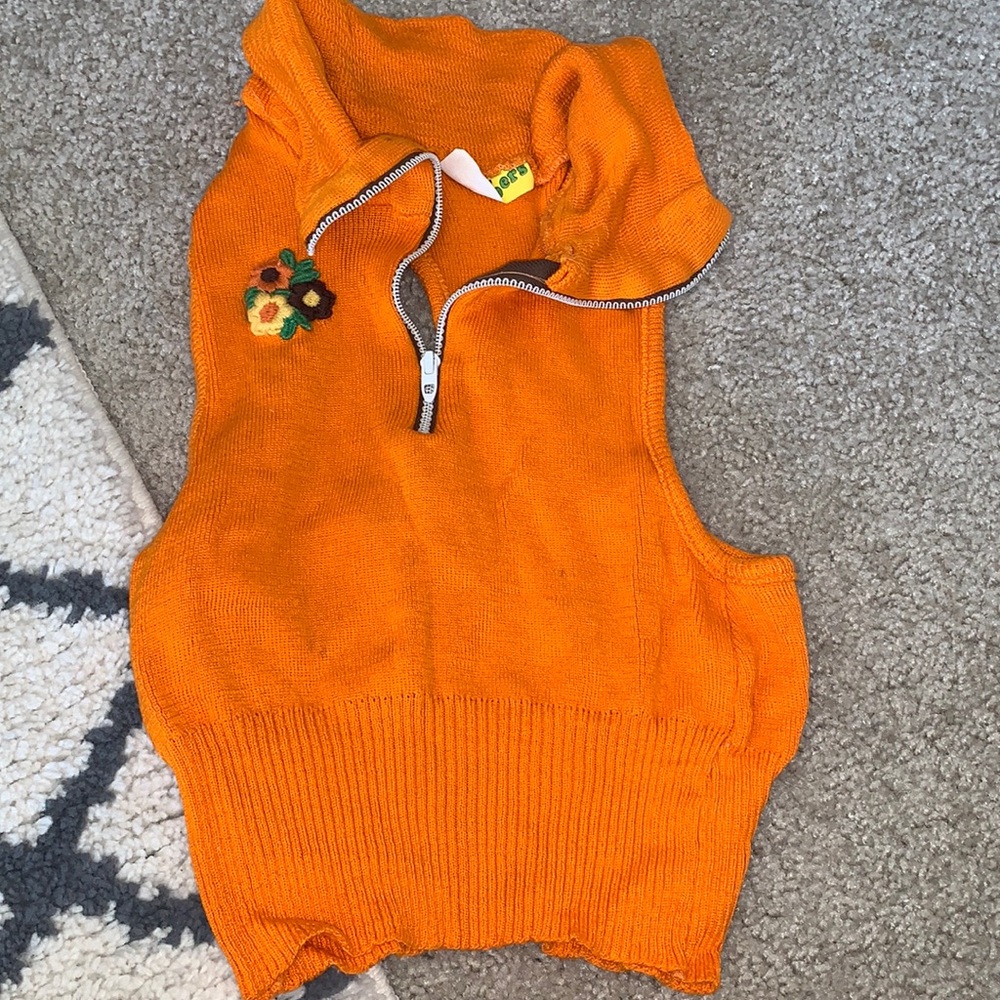 Vintage Name Droppers knit zip up cropped vest